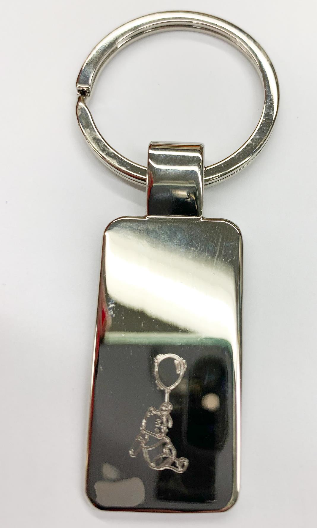 Polished Chrome Silver Rectangle Key Chain