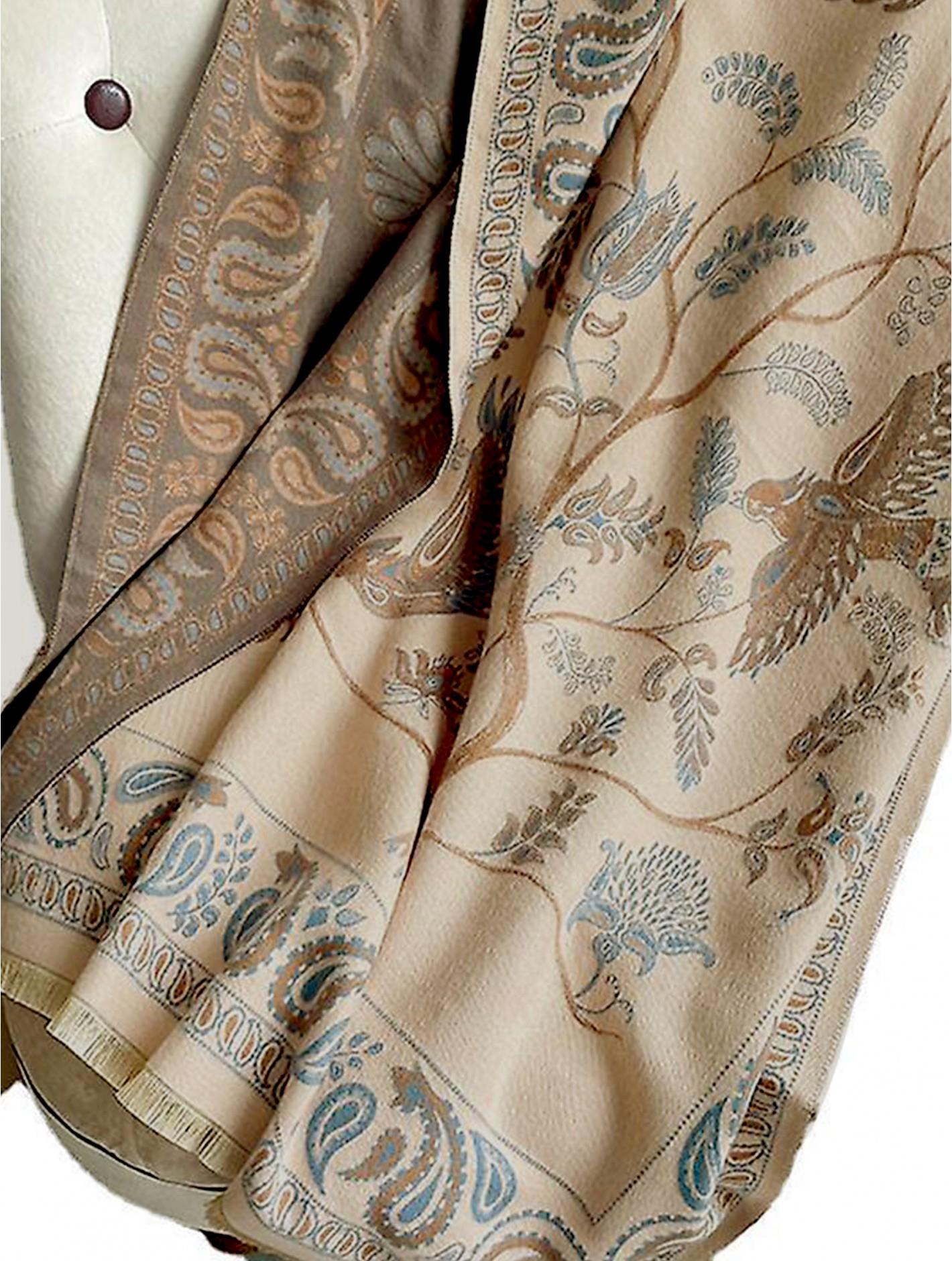 Tan & Brown Paisley Print Blanket Scarf