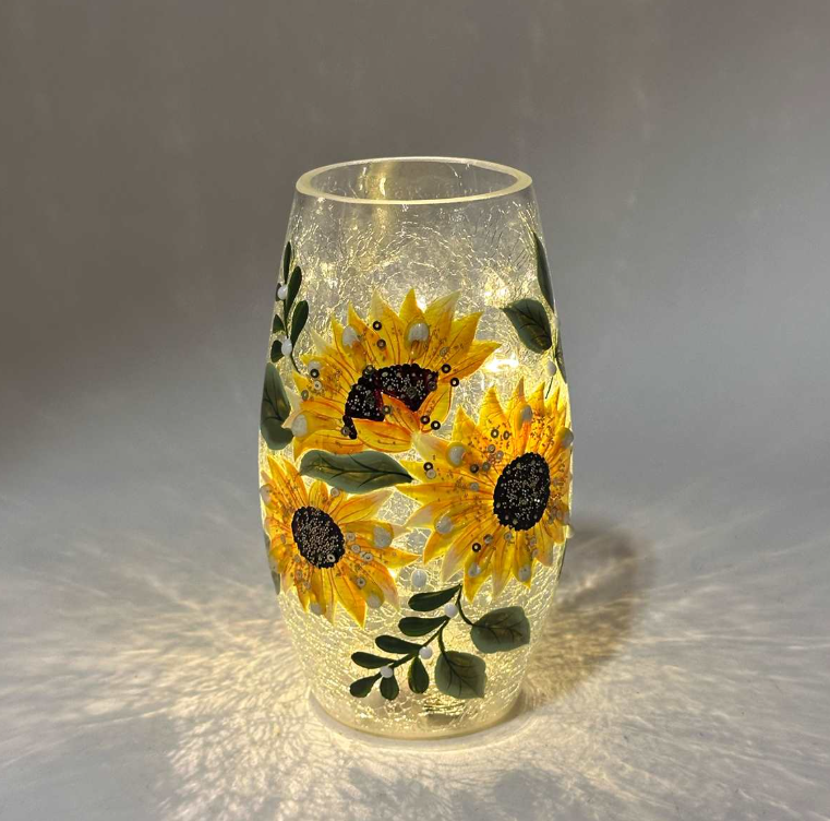 Crackle Glass LED Sunflower Lamp
