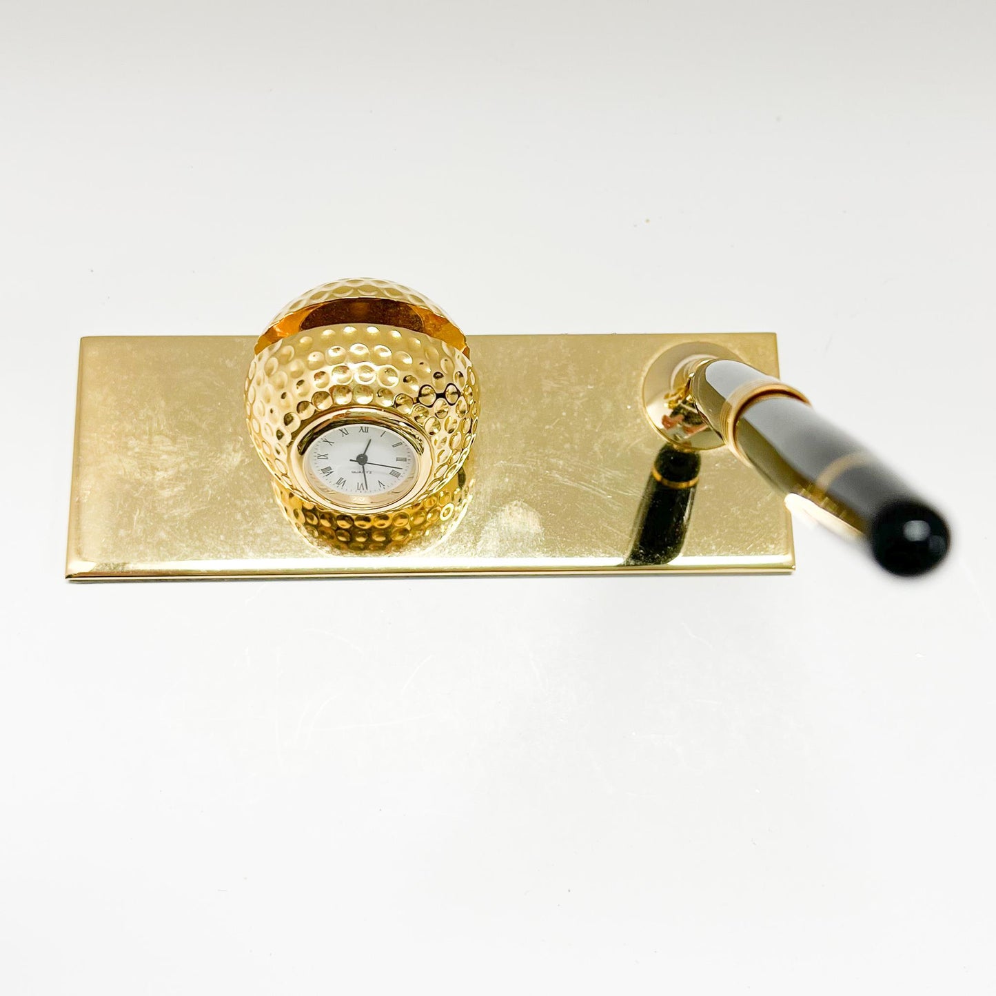 Gold Plated Golf Business Card Holder Desk Pen