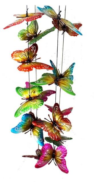 Metal Butterfly Solar Ball Windchime