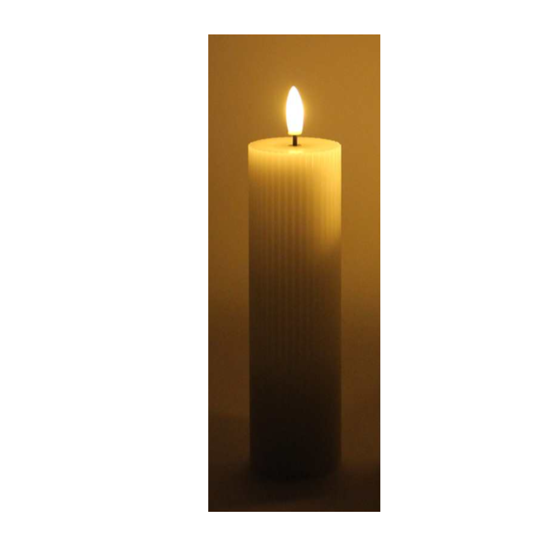 White LED Stripe Flame Candle – Large (7")