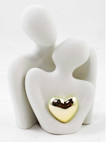 White Couple Figure with Gold Heart