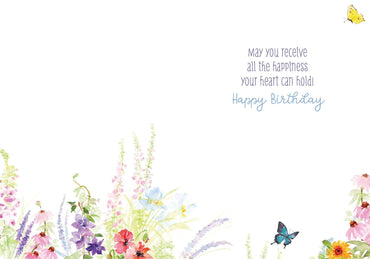 Flowers & Butterflies Birthday Card
