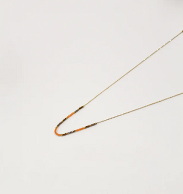 Mid Length Necklace | Delicate Beads. Orange