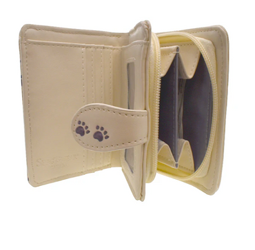 Beige Embossed Cat Small Wallet