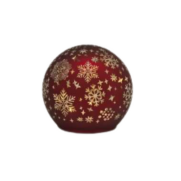 Red Glass Snowflake Globe – Lights Up, 4"