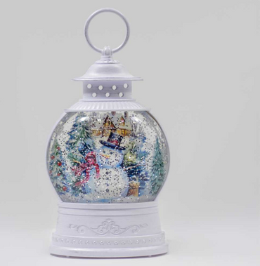 Happy Snowman Scene Glitter Lantern
