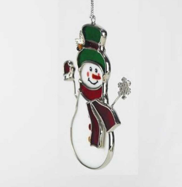 Stained Glass Snowman Ornament