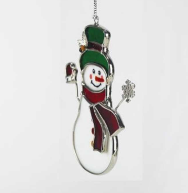 Stained Glass Snowman Ornament