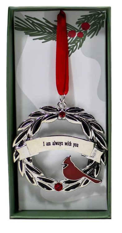 Silver Cardinal Ornament – "I Am Always With You"