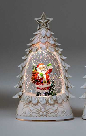 Glitter Lantern White Christmas Tree – Santa