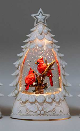 Glitter Lantern White Christmas Tree – Cardinal