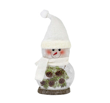 Hand-Painted Glass Snowman Décor with Fabric Hat & Scarf