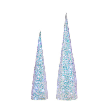 Large LED White Fabric Cone Tree