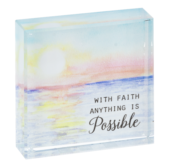 “With Faith Anything Is Possible” Glass Block