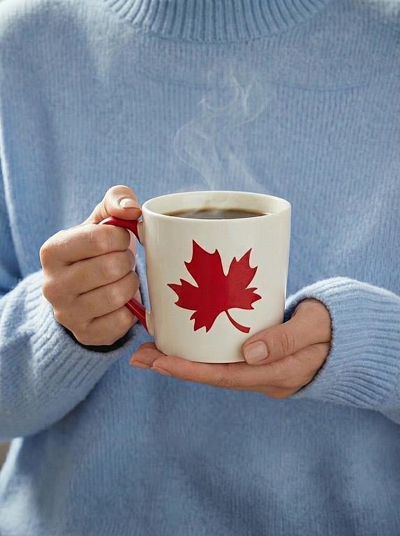 Bone China Canada Mug with Red Maple Leaf – 3.5"