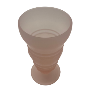 Vintage Frosted Pink Ribbed Glass Vase – 7"