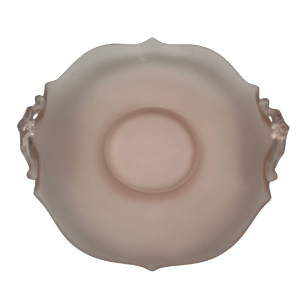 Vintage Pink Satin Glass Bon Bon Dish with Two Handles – 2.5" x 7.5"