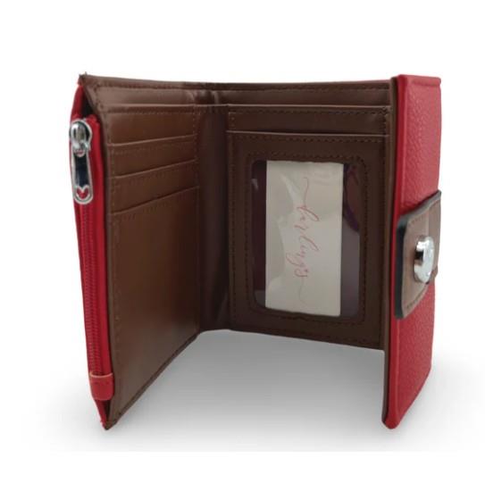 Red RFID Vegan Leather Wallet – Card, ID & Coin Holder – 4.5" x 5" x 1.2"