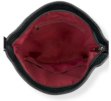 Black Vegan Leather Shoulder Bag with Multiple Pockets