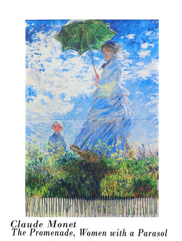 Claude Monet The Promenade Women with a Parasol Fashion Scarf – 28" x 70"