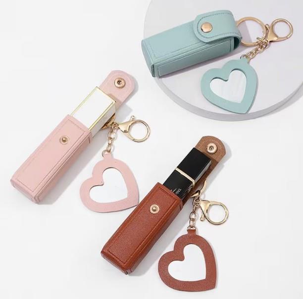 Heart-Shaped Lip Balm Holder with Mini Mirror