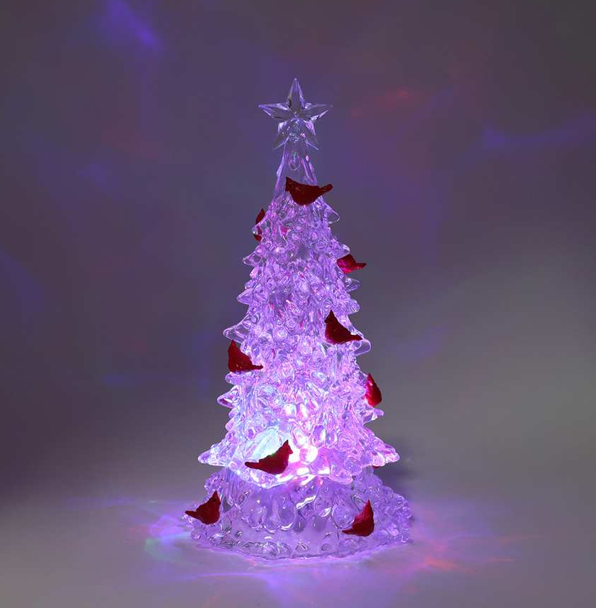 Light-Up Acrylic Tree with Red Cardinals