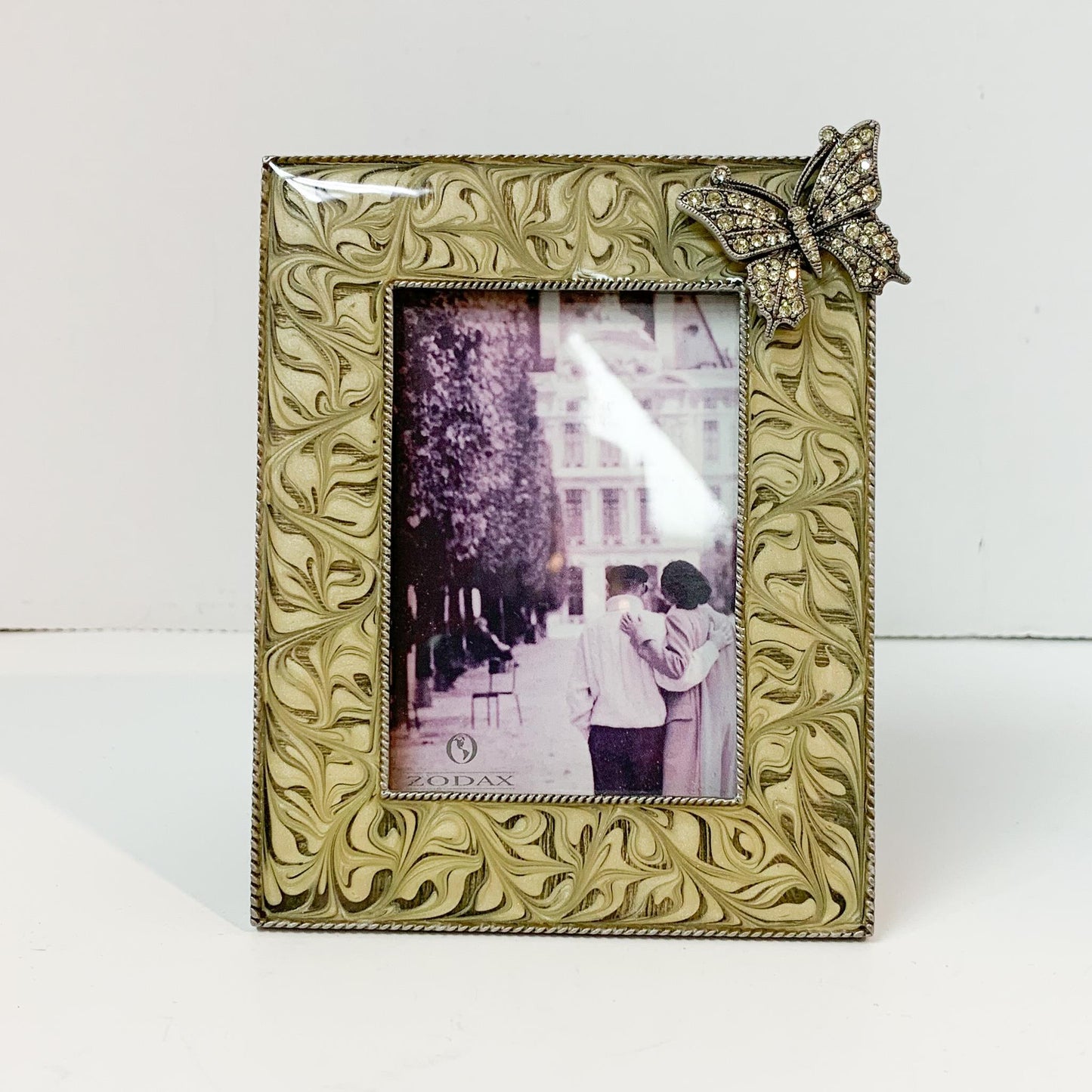 Green Rhinestone Butterfly Frame