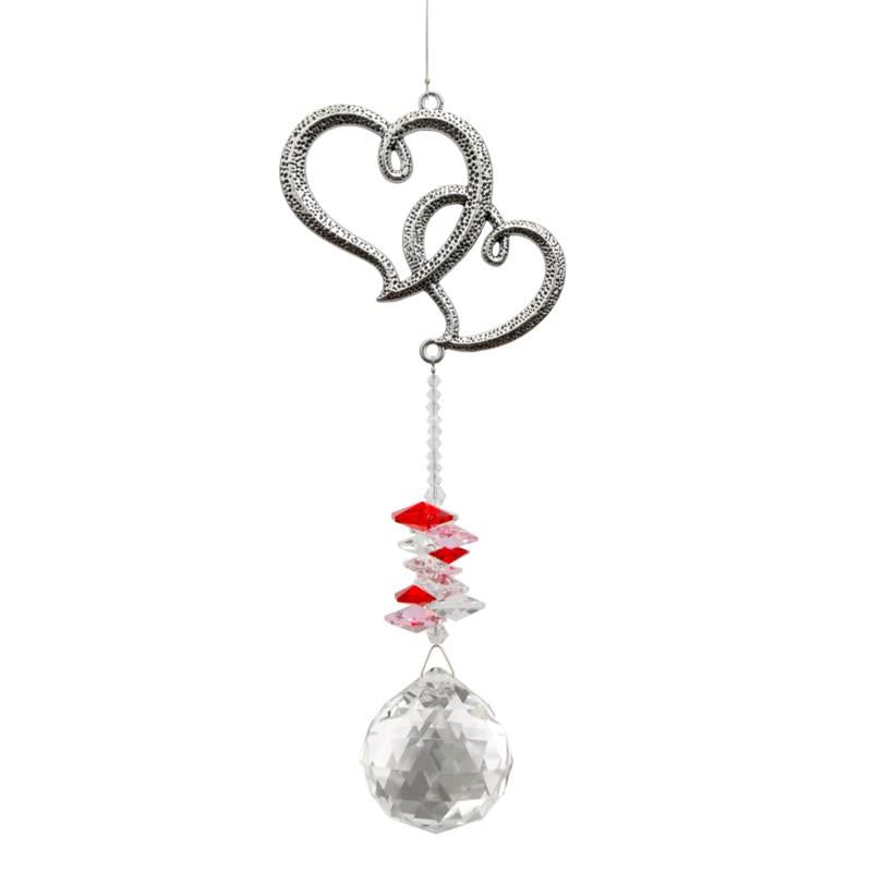Double Hearts Hanging Crystal