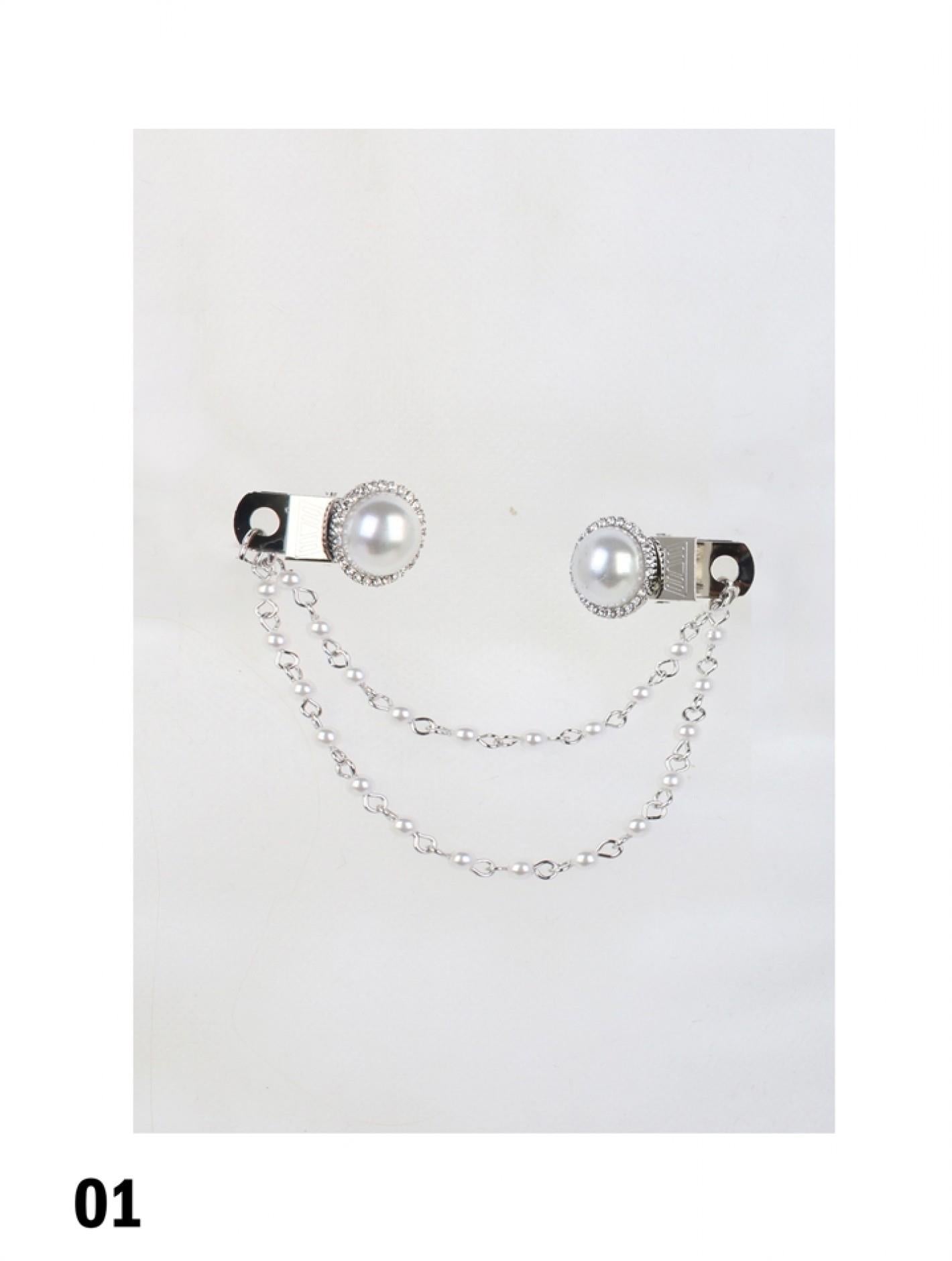 Pearls/Rhinestone Clip On Brooch