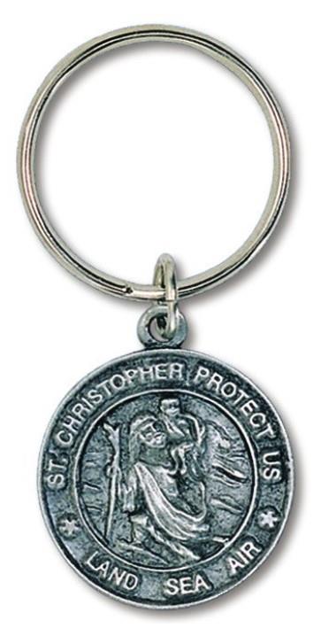 St. Christopher Pewter Key Ring – Travel Protection