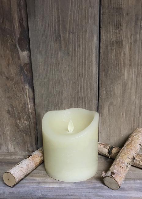 Wave flameless 4”x4” Ivory Candle