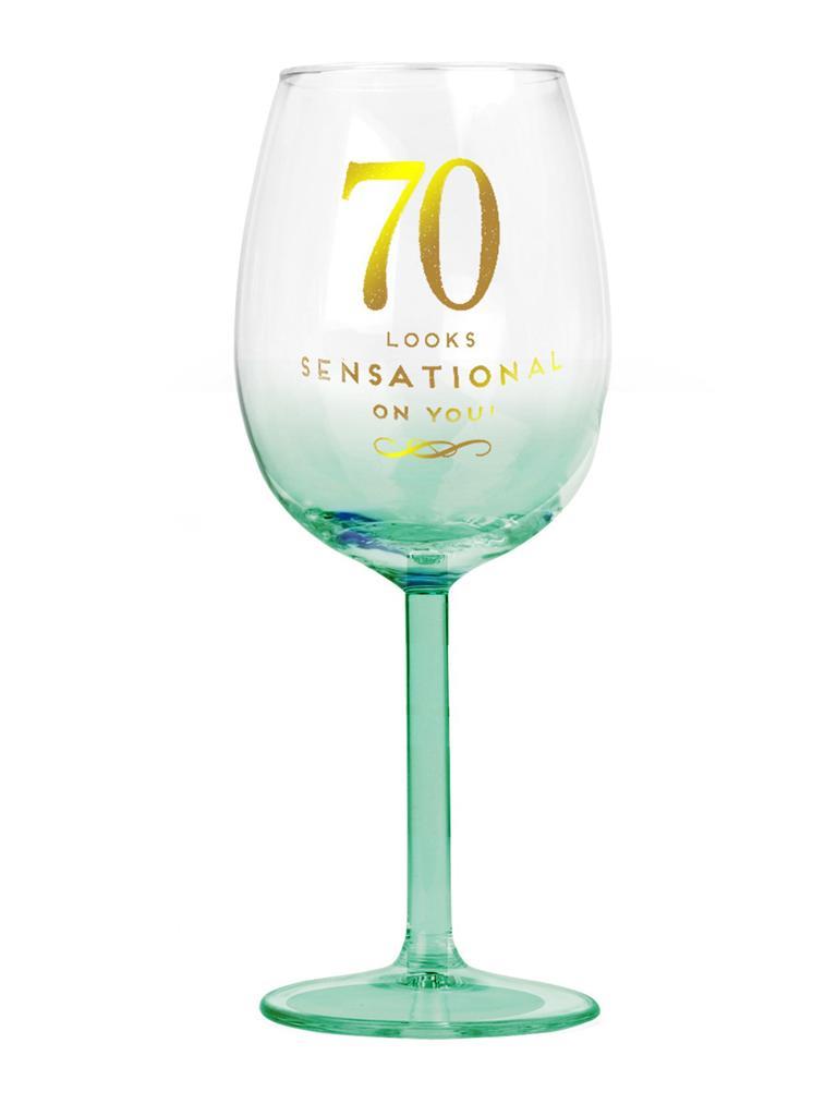 70th Birthday Wine Glass