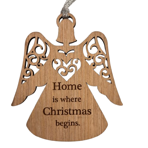 Wooden Angel Home is Where Ornament
