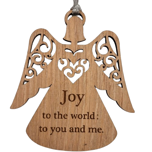 Wooden Angel Joy to World Ornament