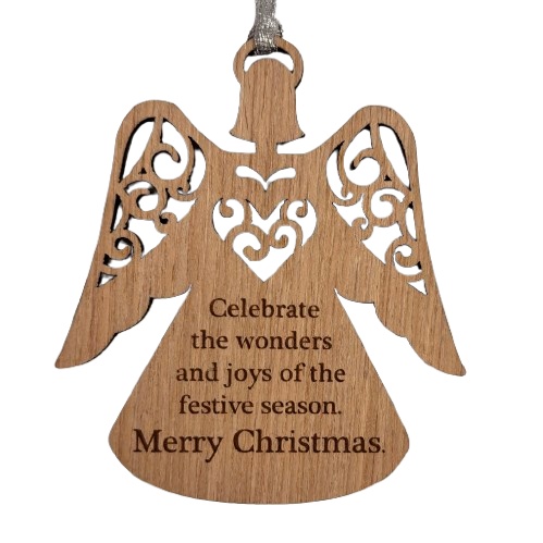 Wooden Angel Celebrate Ornament