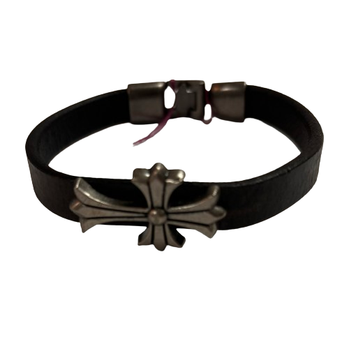 Leather Bracelet with Cross