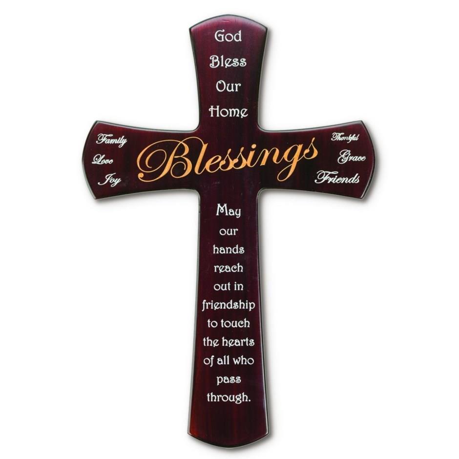 Mahogany “Blessings” Wall Cross