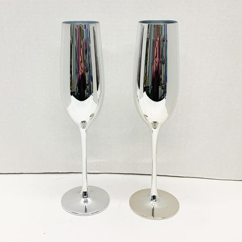 Silver Flute Glasses - Pair Personalized