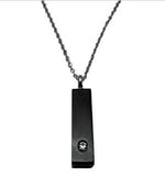 Black Rectangle Urn Necklace With Crystal