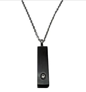 Black Rectangle Urn Necklace With Crystal
