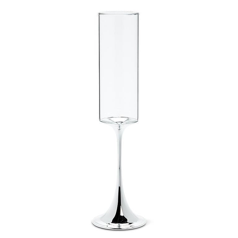 Pair Of Silver Stem Flute Glasses