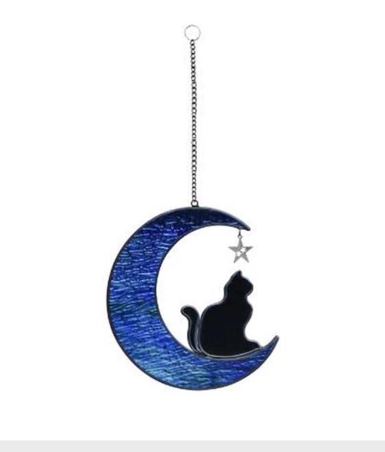 Blue Moon with Cat Suncatcher