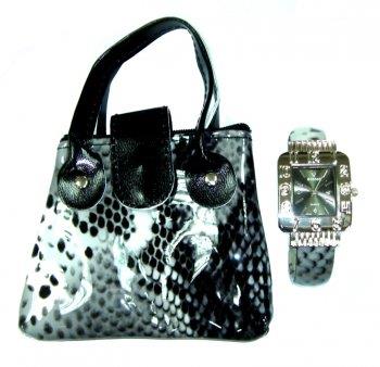 Watch  with Animal Print Zippered Pouch