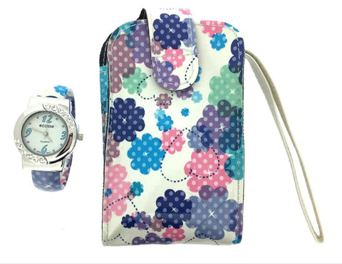 Watch and Phone Case with Pastel Flowers