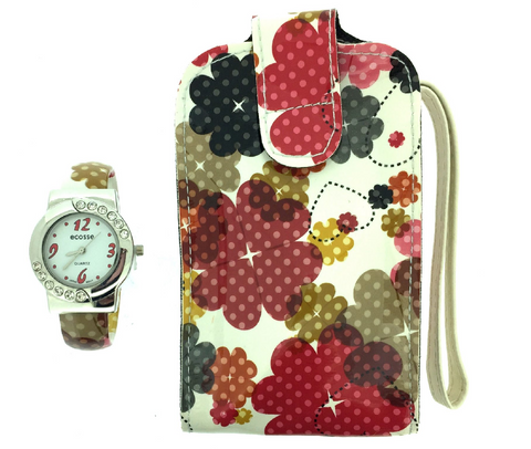 Watch and Phone Case with Flowers