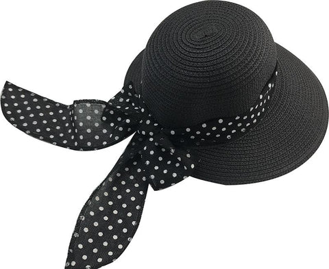 Summer Polka Dot Hat - Black