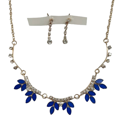 Blue Leaf Necklace and Earring Set