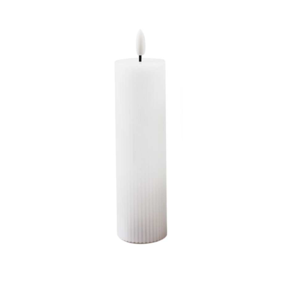 White LED Stripe Flame Candle – Large (7")